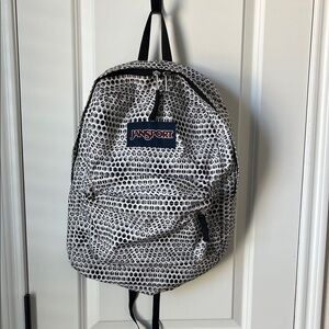 EUC Jansport Monochrome Textured Backpack - Black, Grey & White